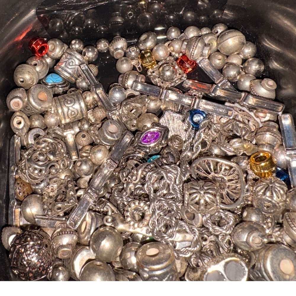 Mixed Jewelry Lot Vintage Crafting Supplies Rhinestone Necklaces Beads Charms